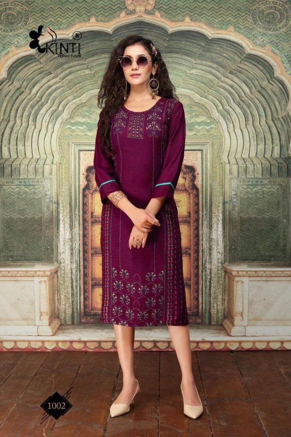 Kinti Afsana Rayon Fancy Foil Print Kurti